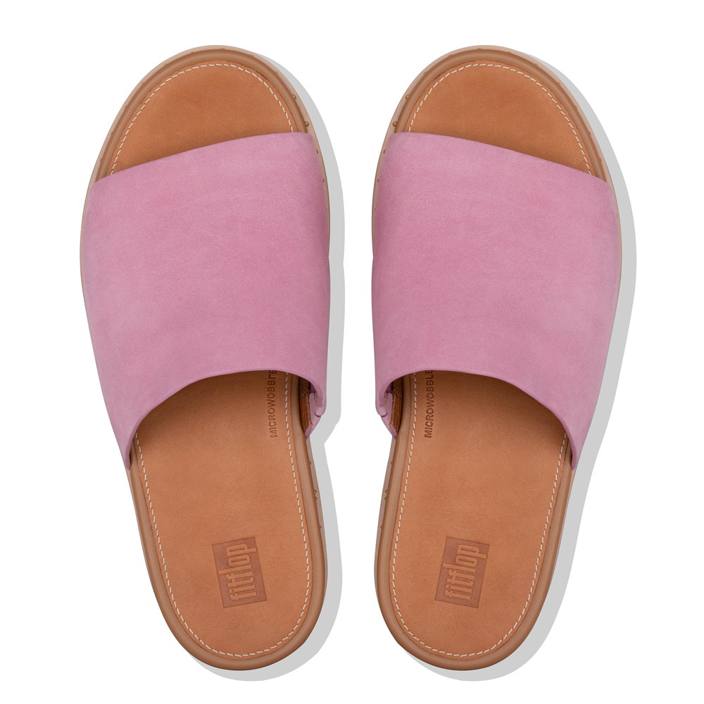 Fitflop Womens Wedge Pink - Eloise Espadrille Suede Slides - WF5281673